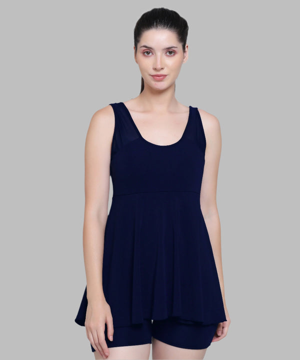 MEGASKA Megaska Lycra Frock Style Short Attached Padded One Piece Swimming Costume_NavyBlue Swimwears | High-Quality Activewear