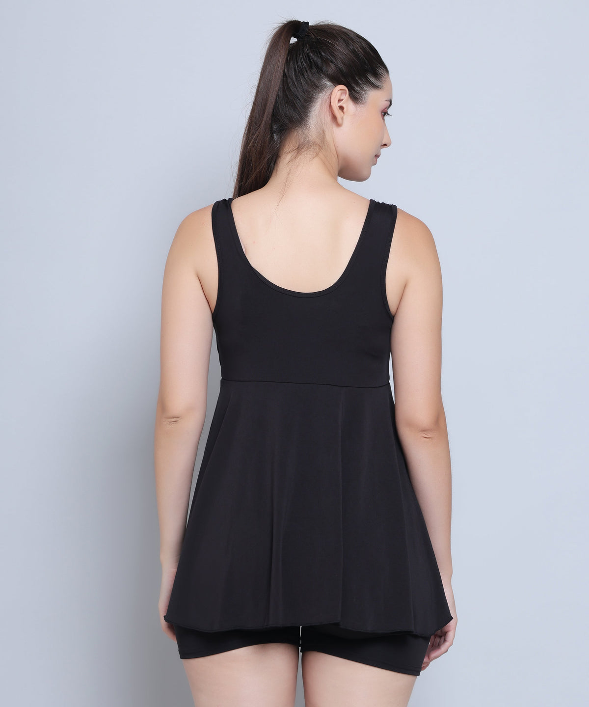 MEGASKA Megaska Lycra Frock Style Short Attached Padded One Piece Swimming Costume_Black Swimwears | High-Quality Activewear