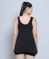 MEGASKA Megaska Lycra Frock Style Short Attached Padded One Piece Swimming Costume_Black Swimwears | High-Quality Activewear