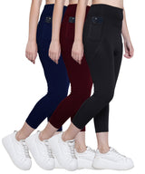 Dry Fit Active Gym Leggings with Pockets  High Waisted Tummy Control For Yoga And Sports (Pack of 3)