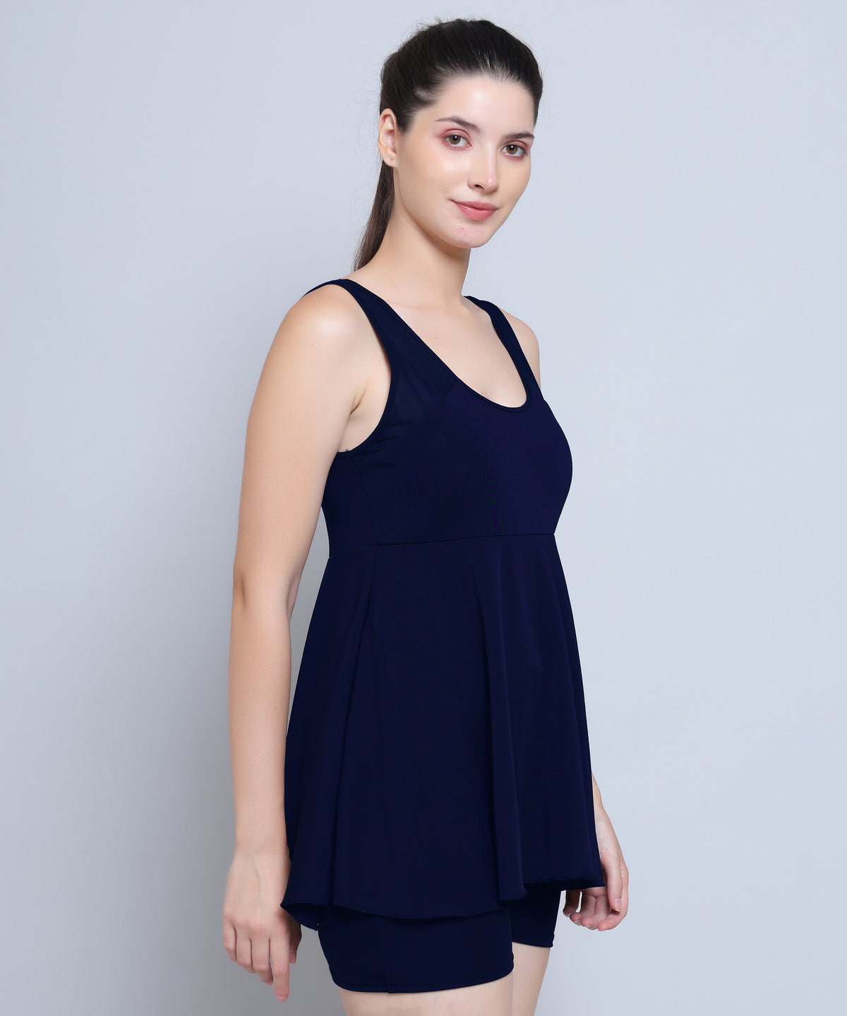 MEGASKA Megaska Lycra Frock Style Short Attached Padded One Piece Swimming Costume_Black Swimwears | High-Quality Activewear