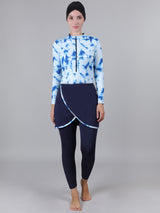 3 Piece Printed Modest Muslim Burkini Swimsuit Removable Chest Pads Hijab Cap
