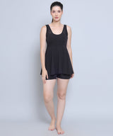 MEGASKA Megaska Lycra Frock Style Short Attached Padded One Piece Swimming Costume_Black Swimwears | High-Quality Activewear