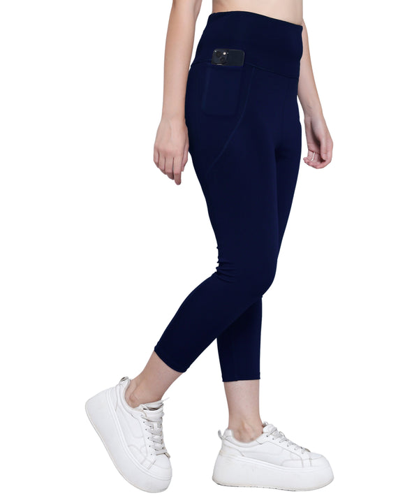 MEGASKA Megaska Dry Fit Active Gym Leggings with Pockets for Women, High Waisted Tummy Control Workout Yoga Track Pants_NavyBlue Yoga Pants | High-Quality Activewear