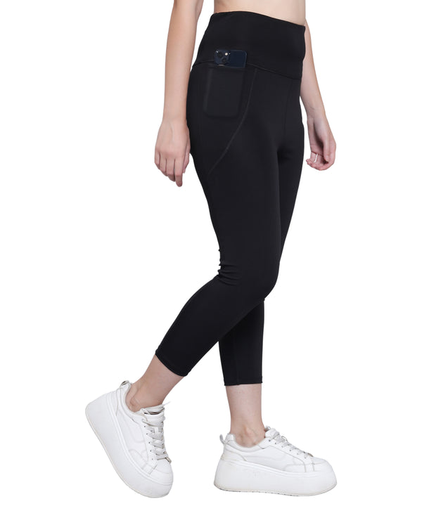 Megaska Dry Fit Active Gym Leggings with Pockets for Women, High Waisted Tummy Control Workout Yoga Track Pants_Black