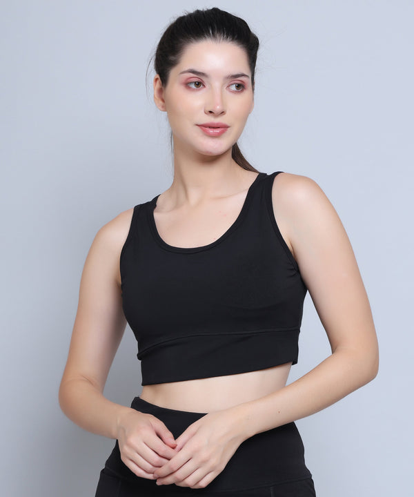 MEGASKA Megaska Women's Dry Fit Padded Wirefree Full Coverage Sports Bra for Gym, Yoga, and Everyday Wear_Black | High-Quality Activewear