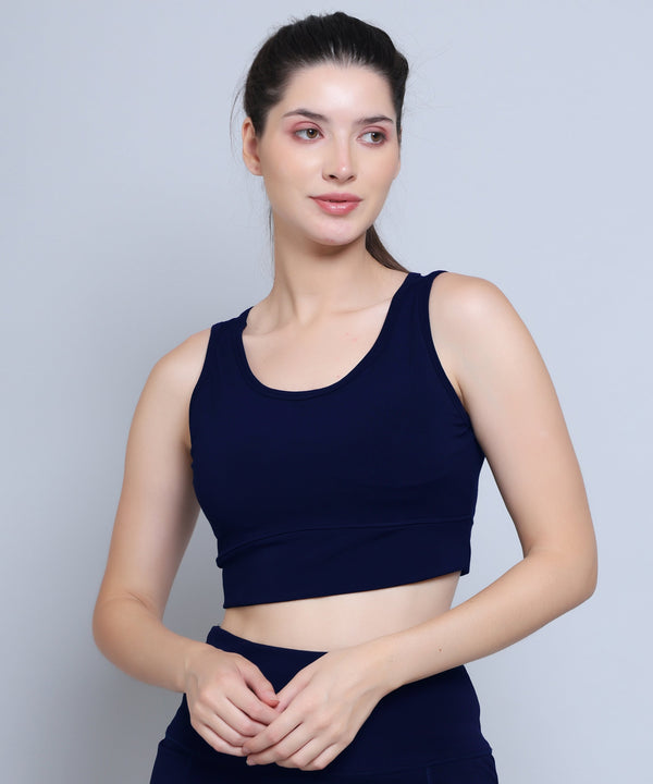 MEGASKA Megaska Women's Dry Fit Padded Wirefree Full Coverage Sports Bra for Gym, Yoga, and Everyday Wear_NavyBlue | High-Quality Activewear