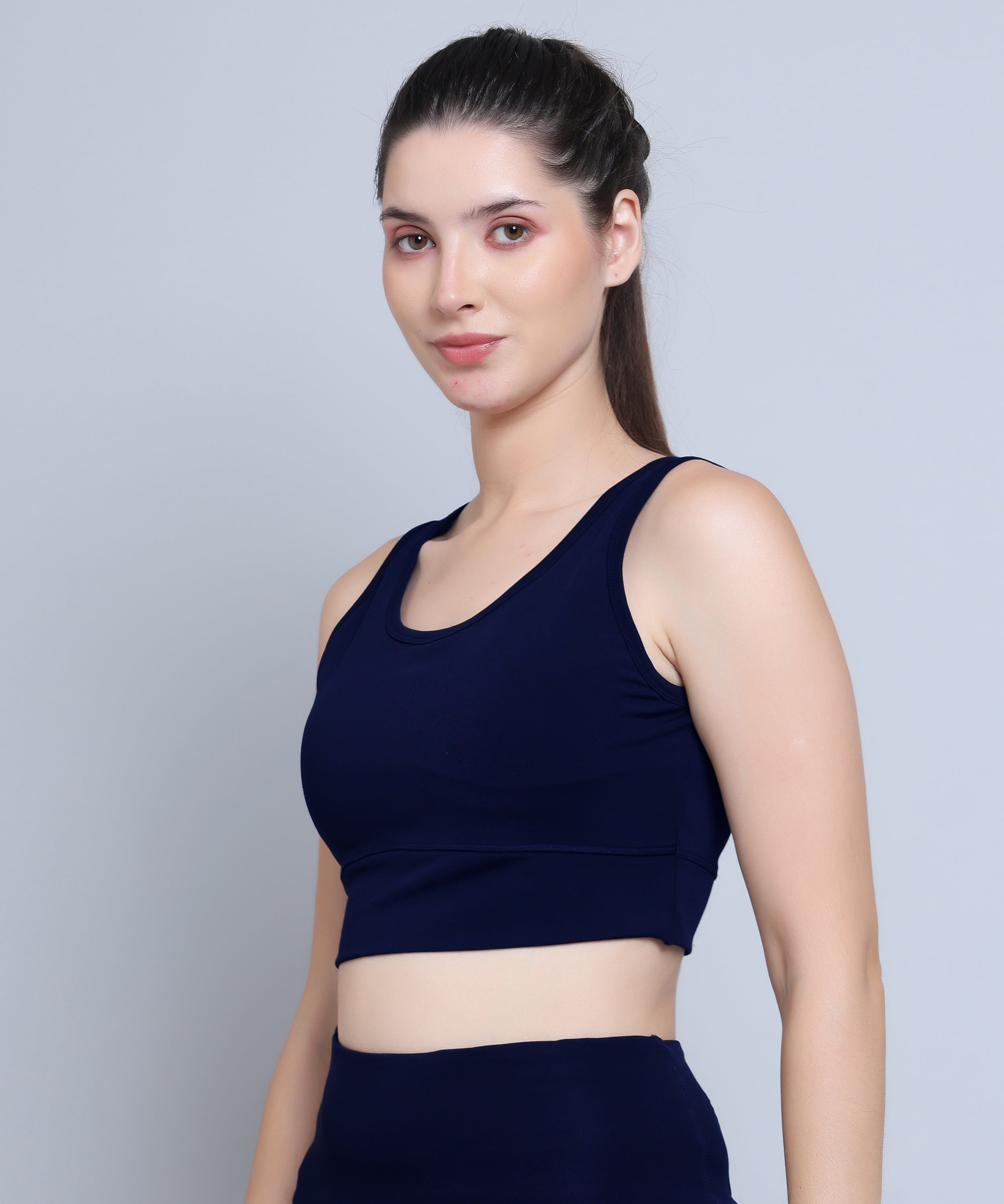 Megaska Women's Dry Fit Padded Wirefree Full Coverage Sports Bra for Gym, Yoga, and Everyday Wear_NavyBlue