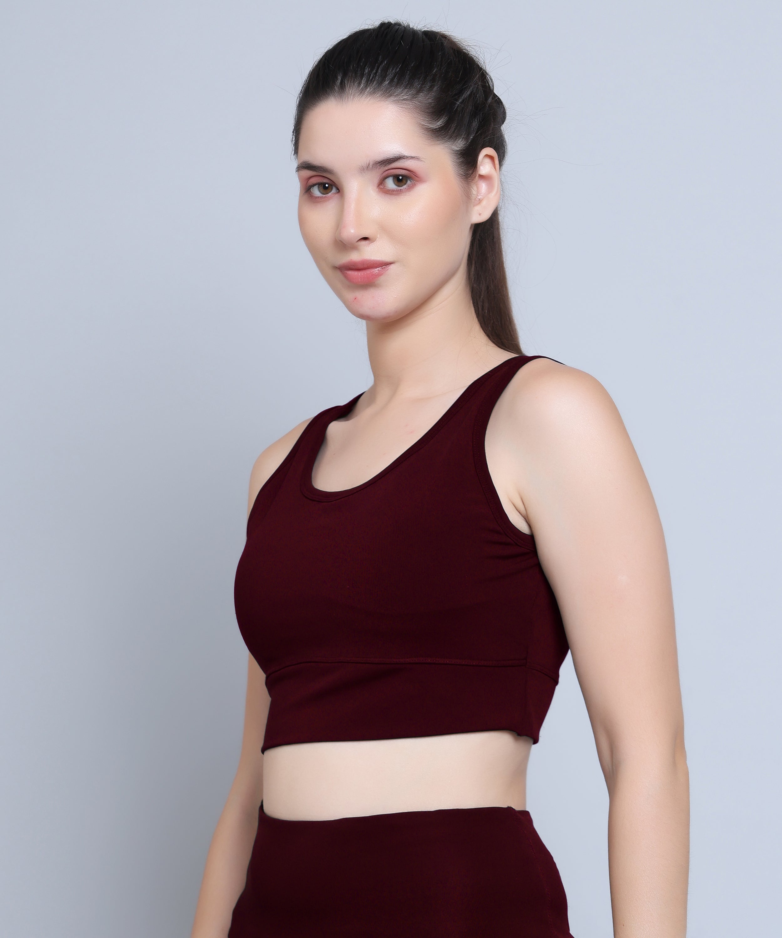 Megaska Women's Dry Fit Padded Wirefree Full Coverage Sports Bra for Gym, Yoga, and Everyday Wear_Wine