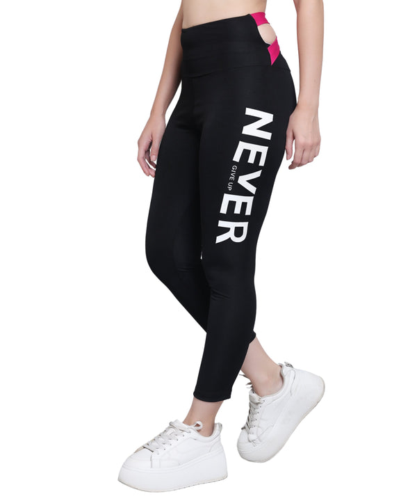 MEGASKA Megaska Dry Fit Color Block Athletics Workout Yoga track Pants for Women_BlackMagenta Yoga Pants | High-Quality Activewear