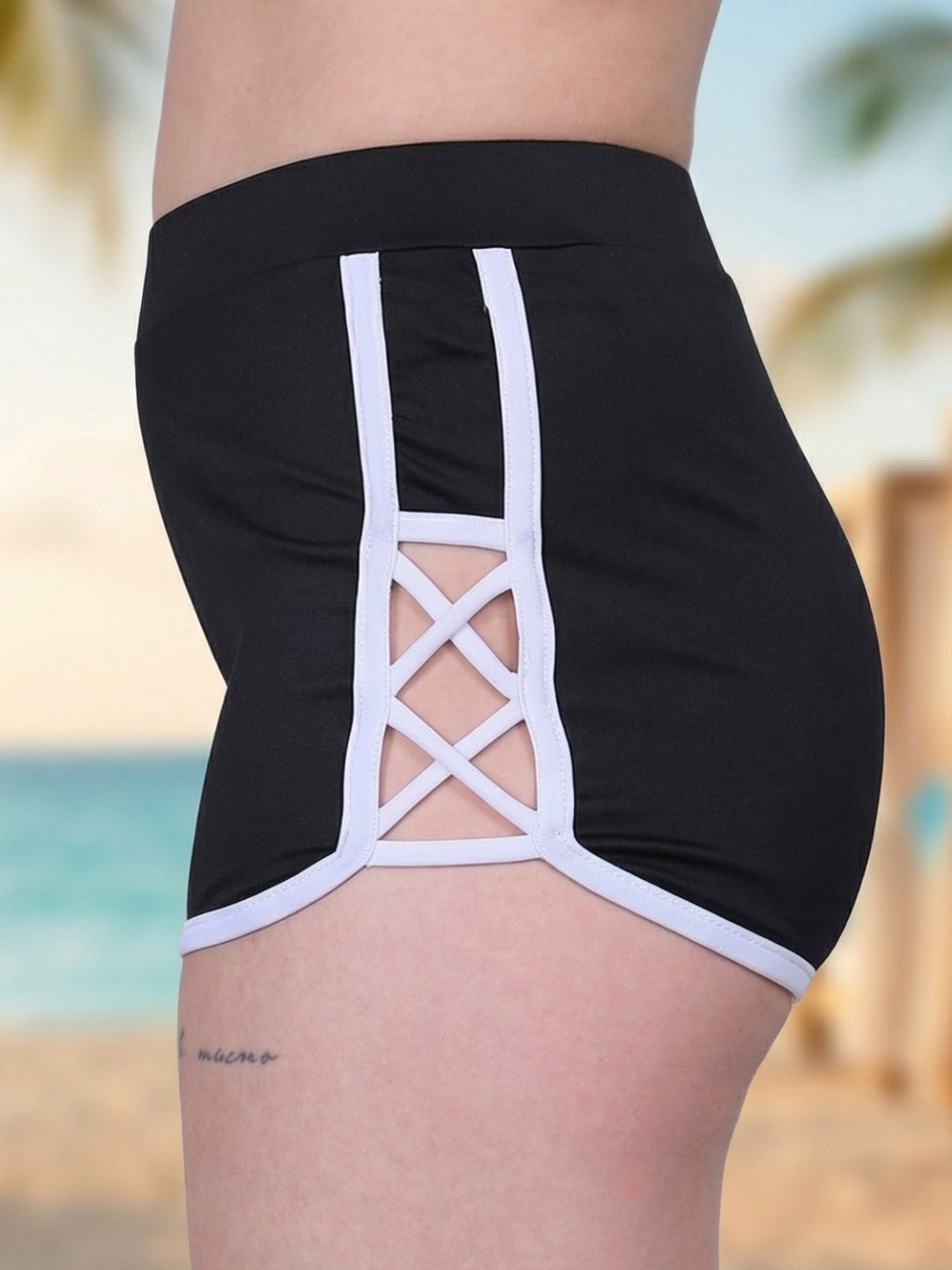 MEGASKA Women's Asymmetric One Shoulder Two Piece Swimsuit - BlackWhite (MGSW12)