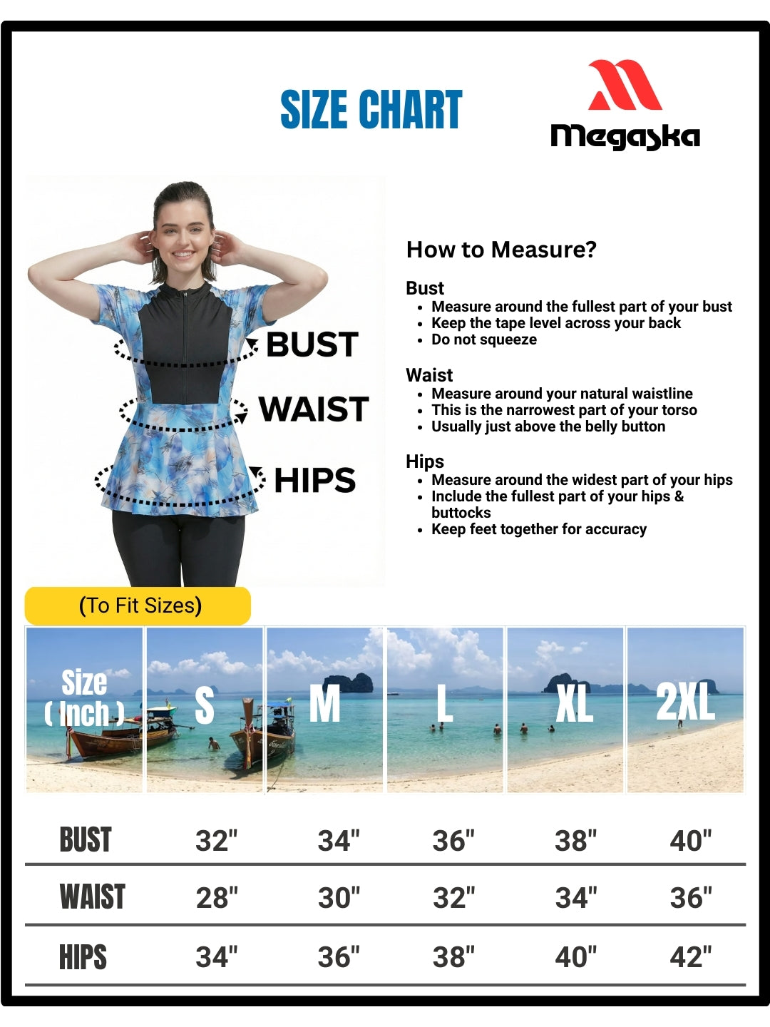 MEGASKA Women's One Piece Half Sleeve Knee Length Swimsuit - Black (MGSW16)