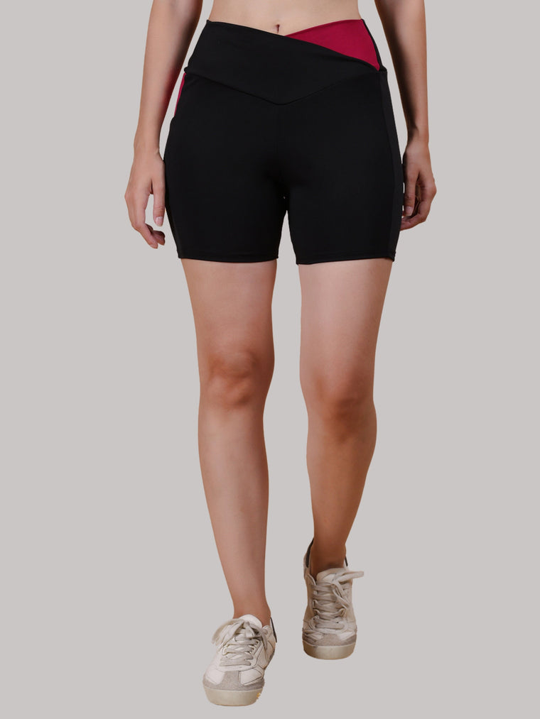 MEGASKA MEGASKA High Waist Yoga Shorts for Women Tummy Control Fitness Athletic Workout Running Shorts with Deep Pockets_BlackPink | High-Quality Activewear