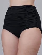 High Waisted Tummy Control Ruched Bikini Bottom Vintage Bathing Swim Shorts