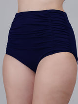 High Waisted Tummy Control Ruched Bikini Bottom Vintage Bathing Swim Shorts