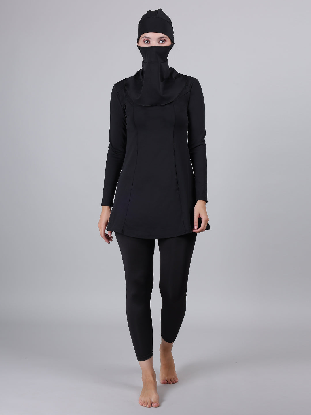 MEGASKA MEGASKA Women 3 Piece Modest Muslim Swimwear Islamic Full Coverage Long Sleeve Removable Chest Pads Swim Hijab Cap Swimming Costume Burkini Swimsuit_Black Swimwears | High-Quality Activewear