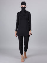 3 Piece Modest Muslim Burkini Ruffle Full Coverage Long Sleeve Removable Chest Pads Swim Hijab Swimsuit