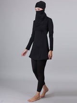 MEGASKA MEGASKA Women 3 Piece Modest Muslim Swimwear Islamic Full Coverage Long Sleeve Removable Chest Pads Swim Hijab Cap Swimming Costume Burkini Swimsuit_Black Swimwears | High-Quality Activewear