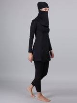 MEGASKA MEGASKA Women 3 Piece Modest Muslim Swimwear Islamic Full Coverage Long Sleeve Removable Chest Pads Swim Hijab Cap Swimming Costume Burkini Swimsuit_Black Swimwears | High-Quality Activewear