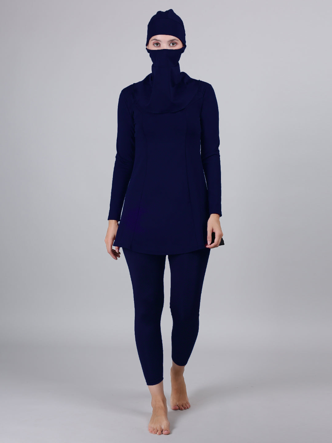 MEGASKA MEGASKA Women 3 Piece Modest Muslim Swimwear Islamic Full Coverage Long Sleeve Removable Chest Pads Swim Hijab Cap Swimming Costume Burkini Swimsuit_Navy Swimwears | High-Quality Activewear