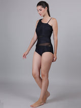 MEGASKA MEGASKA One Shoulder One Piece Swimsuits Full Coverage Cutout Mesh Swimming Costume Tummy Control Monokini Swimwear for Women_Black Swimwears | High-Quality Activewear