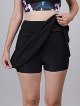 High Waist Swimming Skorts with Shorts Bikini Bottoms