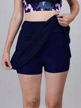 High Waist Swimming Skorts with Shorts Bikini Bottoms- Swim Skirts