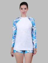 Two Piece Rash Guard Padded Long Sleeve Swimsuits with Boyshort Bottom
