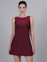Tummy Control One Piece with Removable Chest Pads Attached Inner Short Vintage Frock Style Swimsuit