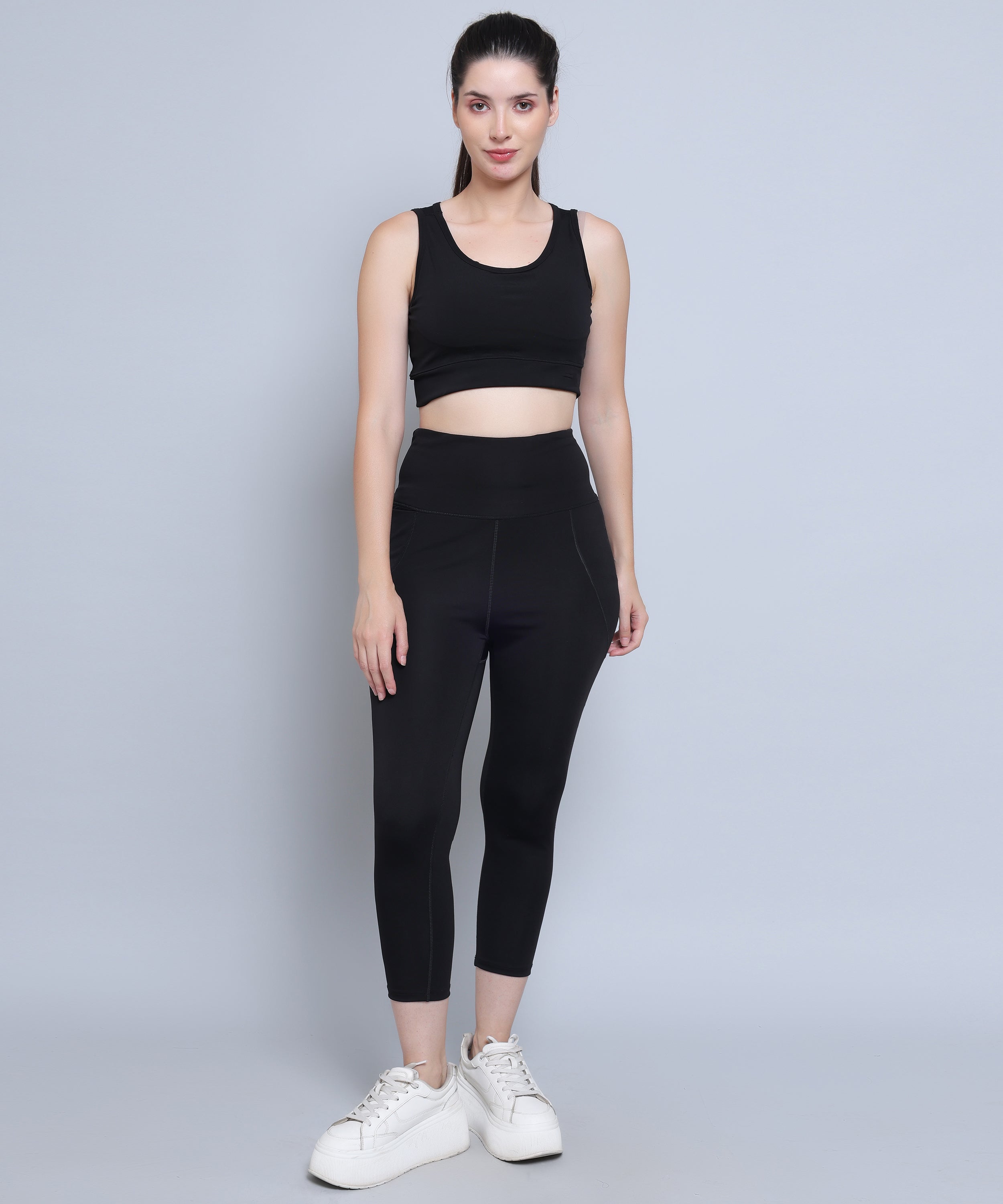 Megaska Dry Fit Active Gym Leggings with Pockets for Women, High Waisted Tummy Control Workout Yoga Track Pants_Black