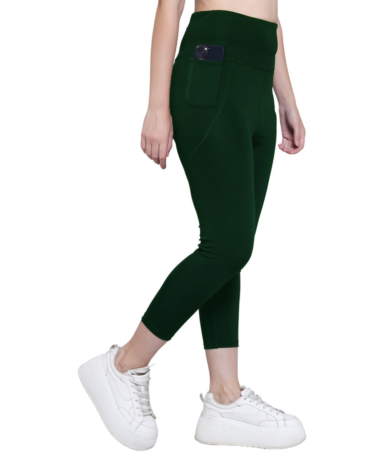 MEGASKA Megaska Dry Fit Active Gym Leggings with Pockets for Women, High Waisted Tummy Control Workout Yoga Track Pants_BottleGreen Yoga Pants | High-Quality Activewear