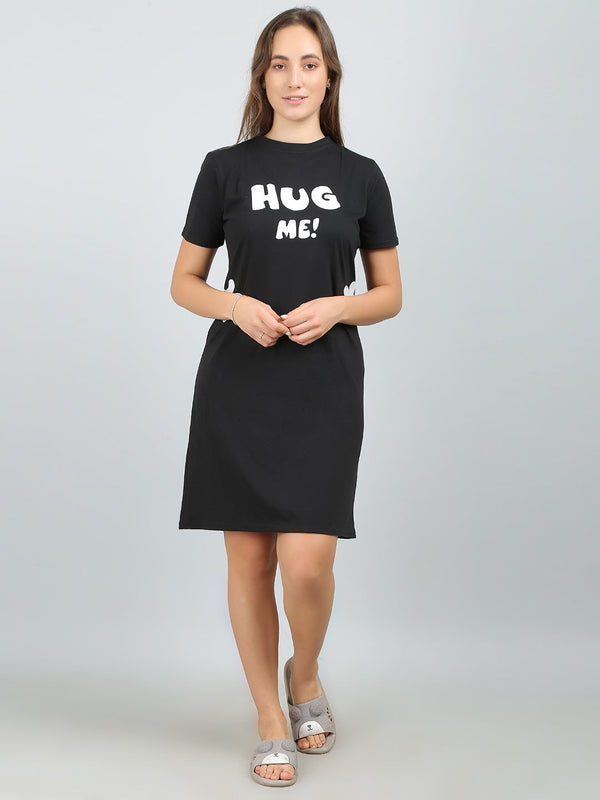 MEGASKA MEGASKA Women's Cotton Printed Long Sleep Tee_Black | High-Quality Activewear