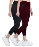 Dry Fit Active Gym Leggings with Pockets  High Waisted Tummy Control For Yoga And Sports (Pack of 2)