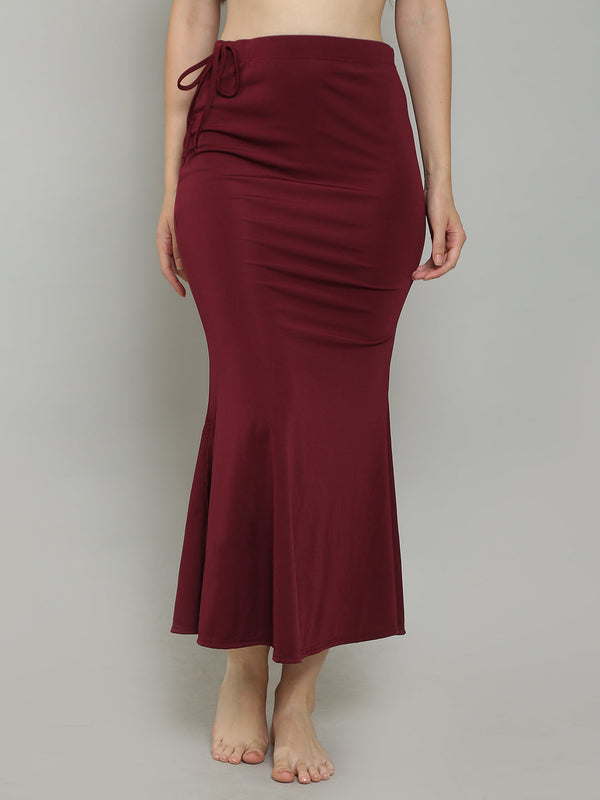 MEGASKA MEGASKA Women Lycra Seamless Fishcut Petticoat Skirt Saree Shapwear_Wine Saree Shapewears | High-Quality Activewear