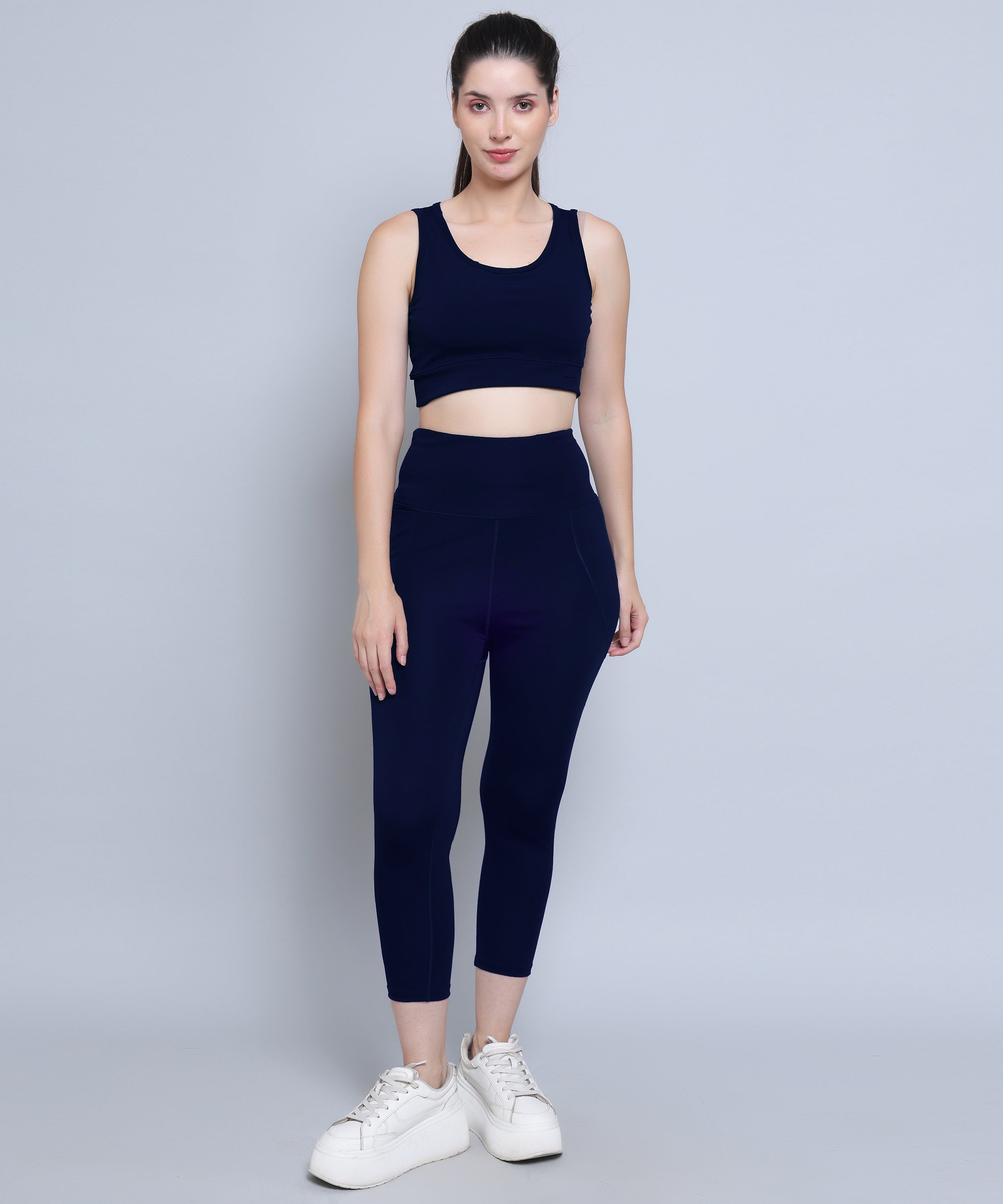 Megaska Dry Fit Active Gym Leggings with Pockets for Women, High Waisted Tummy Control Workout Yoga Track Pants_NavyBlue