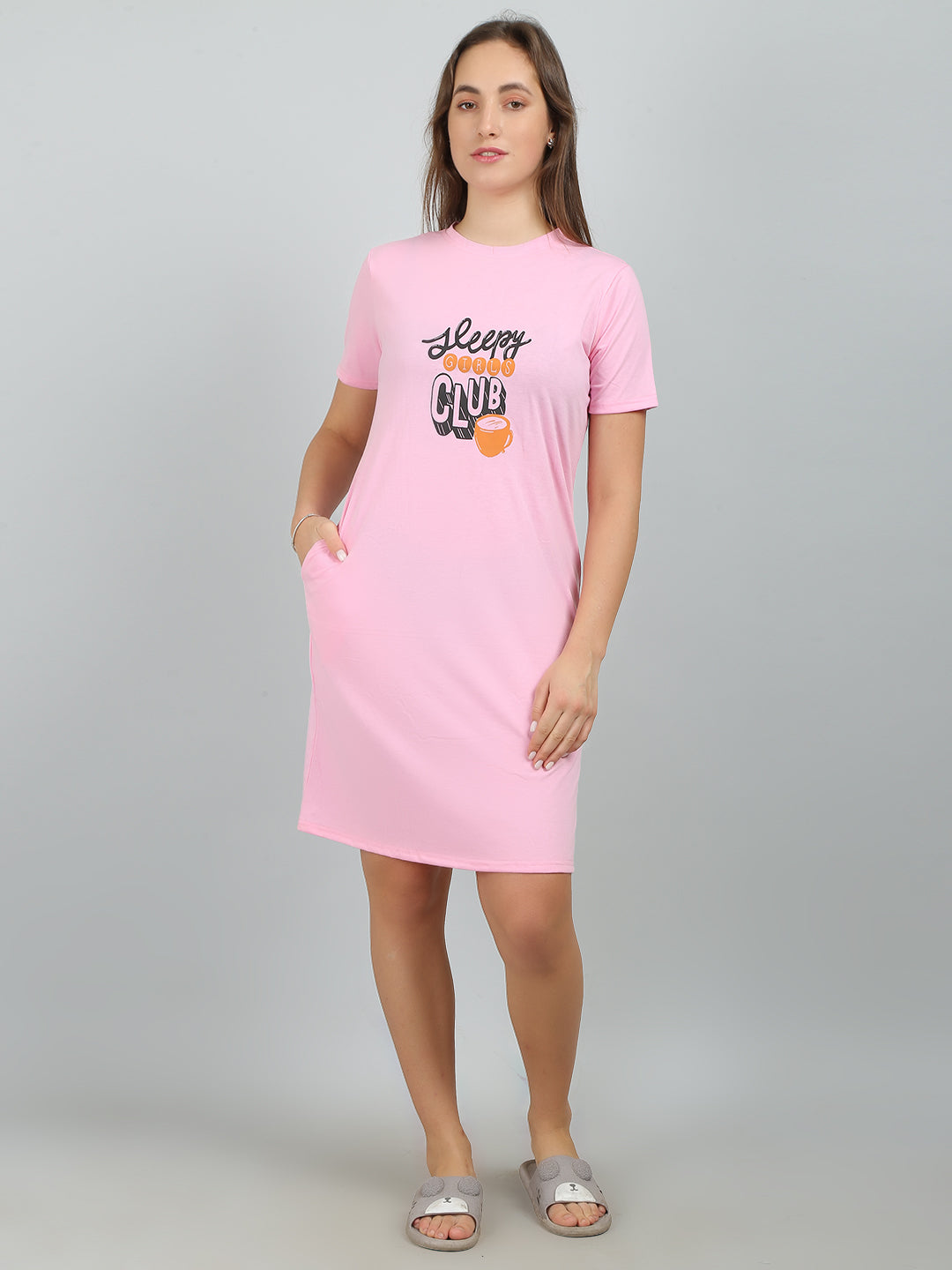 MEGASKA Women's Cotton Printed Long Sleep Tee_LightPink